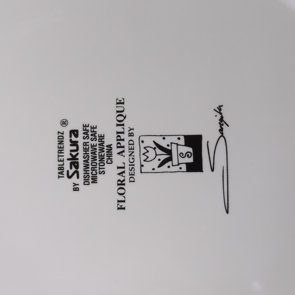 Tabletrendz By Sakura Stoneware Salad Plates And Latch Canister Floral Applique - Picture 11 of 17